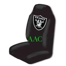 Show details of Set of 2 NFL Licensed Universal-fit Front Bucket Seat Cover - Oakland Raiders.