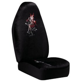 Show details of Auto Expressions "Amy Brown Rose" Black Universal-Fit Front Seat Cover.
