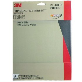 Show details of 3M Imperial Wetordry Sheet, 9 in x 11 in, Grade 800, Pack of 5 Sheets.