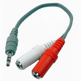 Show details of Cables Unlimited AUD-3010 8-Inch 3.5mm Stereo M to Dual 3.5mm Mono F Splitter.