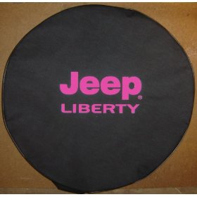 Show details of Jeep® Liberty PINK Logo on Black Denim Tire Cover.